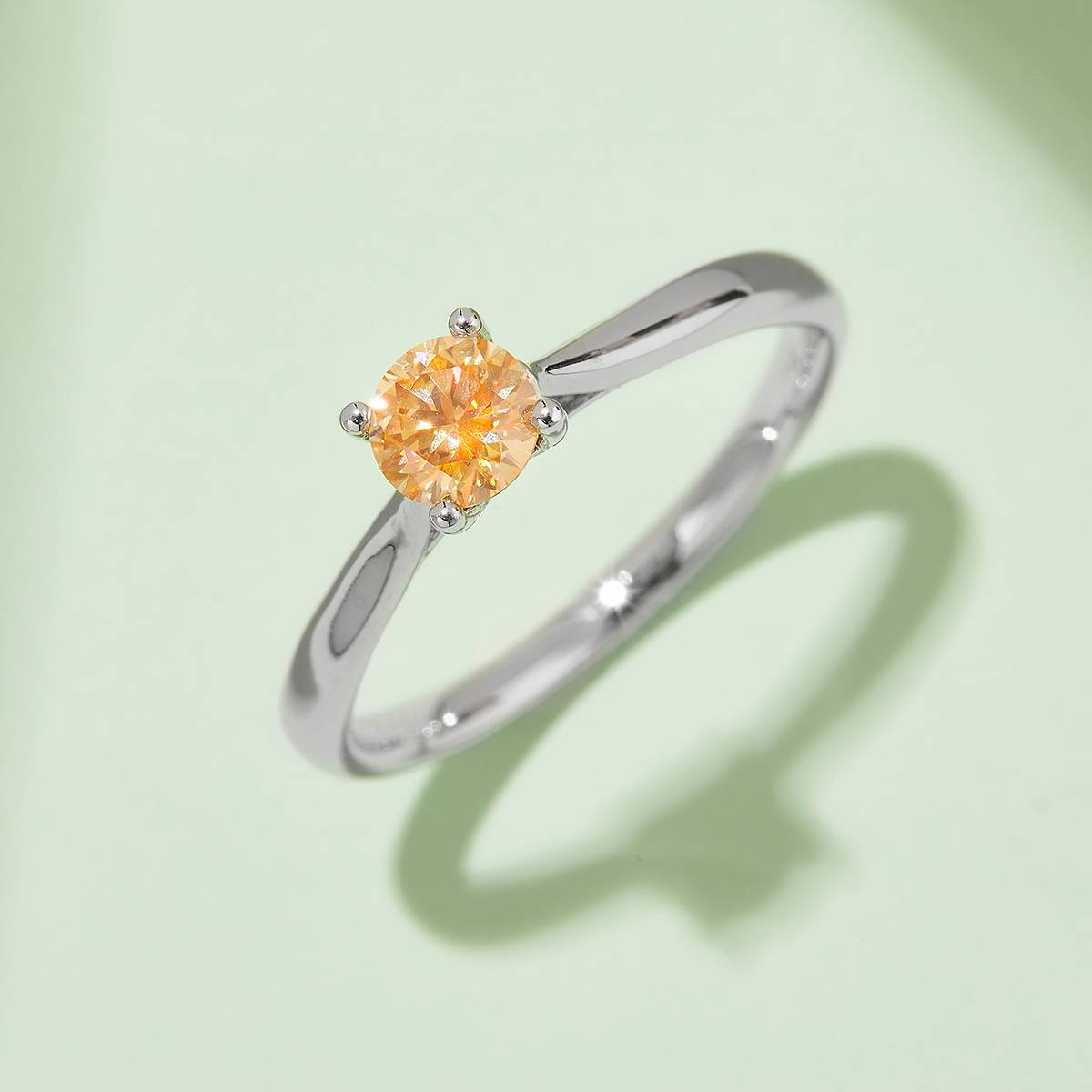 Straight arm four claw S925 silver plated platinum Moissanite women's ring 50 points D-grade